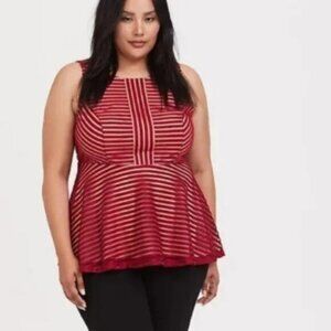 Torrid peplum striped sleeveless blouse top